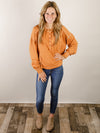 Rust Contrast Stitch Henley Top