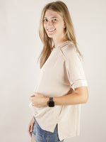 Sand Beige Ribbed Corded Top