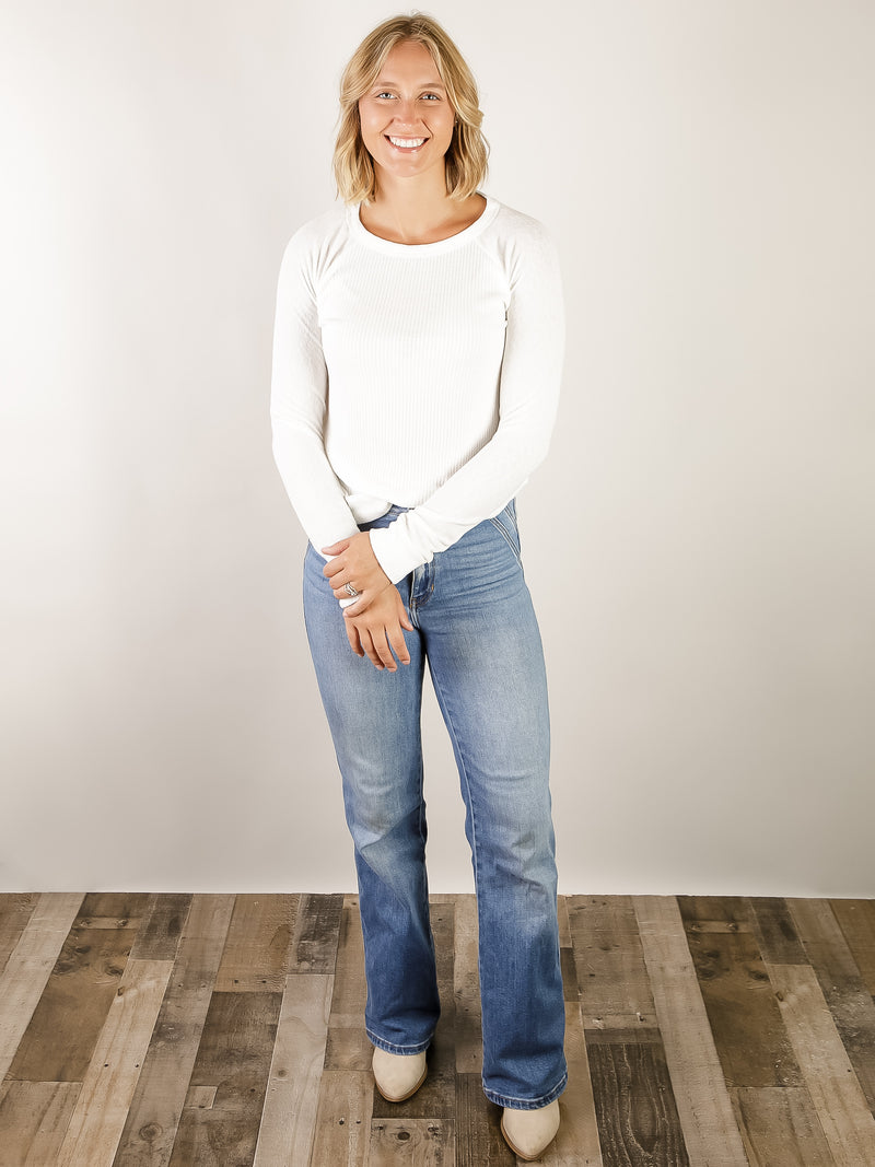 Ivory Waffle Knit Top