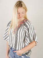 Ivory and Black Geo Printed Top