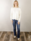 Cream Round Neck Drop Shoulder Sweater