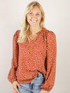 Rust Polka Dot Print Blouse