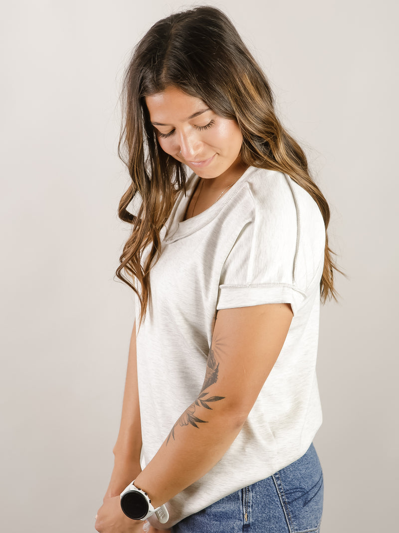 Light Heather Grey Short Sleeve V-Neck Tee