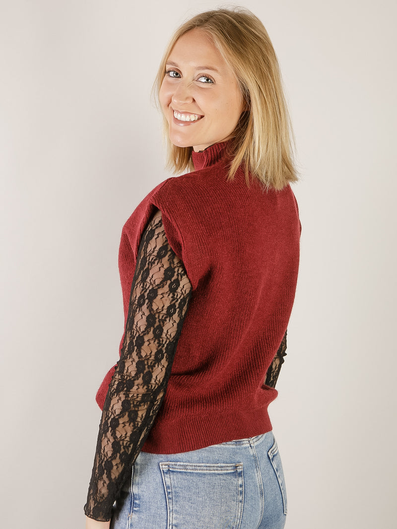 Burgundy Sweater Vest Top