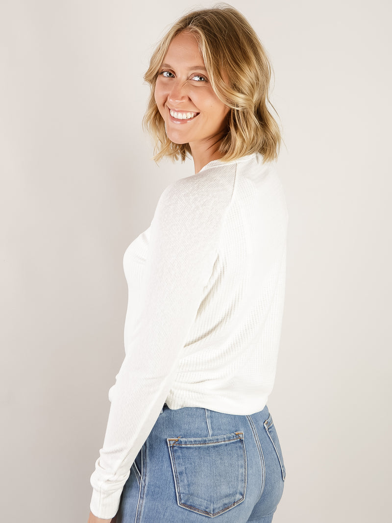 Ivory Waffle Knit Top