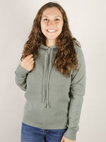 Dusty Jade Waffle Hooded Sweater