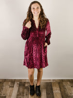 Mulberry Split V-Neck Velvet Dress