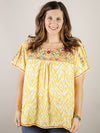 Curvy Yellow Embroidered Blouse