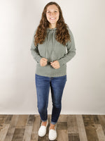 Dusty Jade Waffle Hooded Sweater