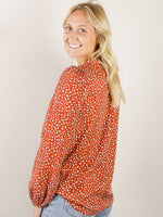 Rust Polka Dot Print Blouse