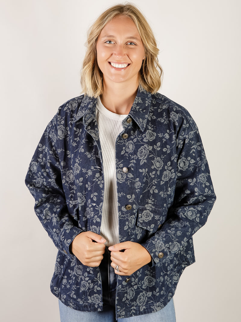 Dark Denim Floral Jacket