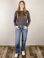 Charcoal Blue Lightweight Basic Sweater