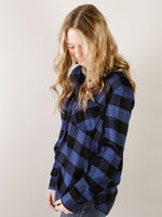 Cobalt and Black Gingham Button Down