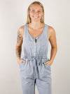 Denim Drawstring Waist Jumpsuit