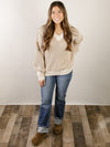 Cream Two-Toned V-Neck Sweater