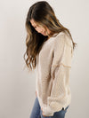 Cream Two-Toned V-Neck Sweater