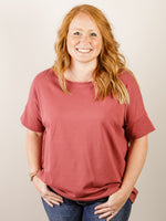 Marsala Casual Short Sleeve Knit Top