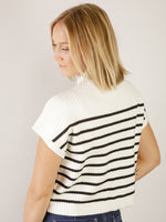 Ivory Striped Short Sleeve Sweater