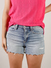 Vervet High Rise A-Line Raw Hem Denim Shorts