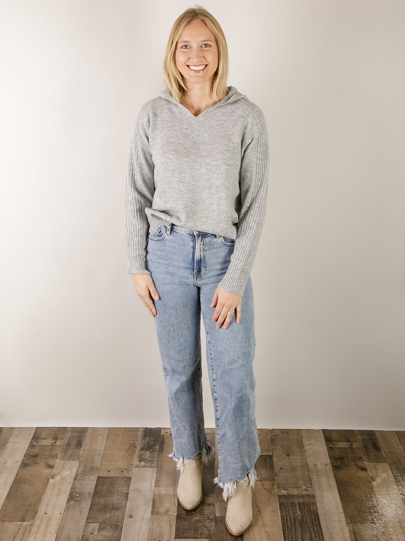 Heather Grey Hooded Sweater