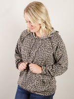 Charcoal Long Sleeve Animal Print Hooded Top