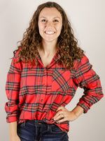 Red Tartan Plaid Button Down Flannel