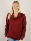 Burgundy Funnel Neck Quilted Pullover