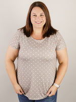 Taupe Polka Dot Short Sleeve Top