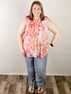 Curvy Bright Print Mandarin Collar Tank