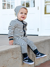 Black and White Striped Infant Romper