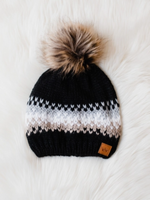 Black, Grey White and Tan Patterned Hat