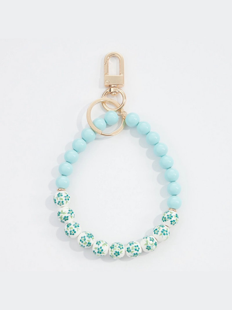 Mint Beaded Keychain Wristlet