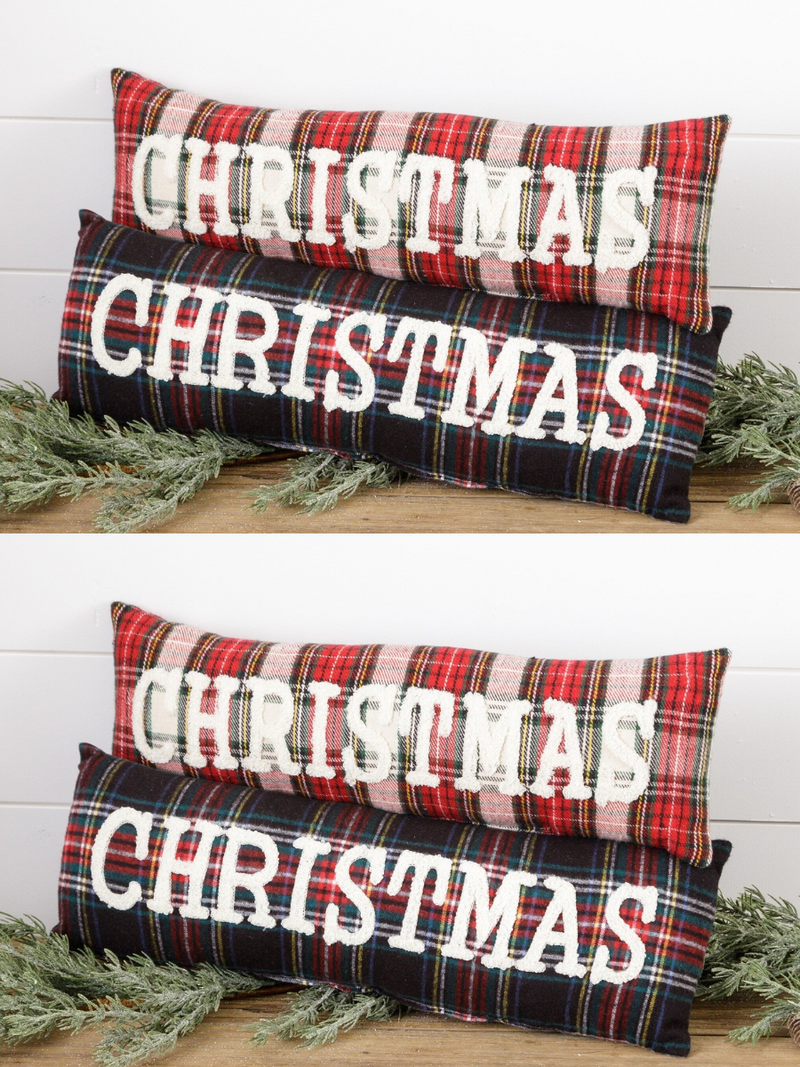 Christmas Plaid Tartan Pillow (Multiple Colors)