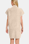 Sand Beige Short Sleeve Sweater Mini Dress (Online Exclusive)