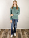 Dusty Teal Knit Lightweight Hooded Top