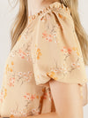 Tan Floral V-Neck Blouse