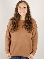 Camel Crewneck Waffle Sweater