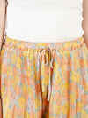 Orange Print Pleated Chiffon Shorts