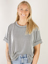 Black and White Ribbed Corded Top