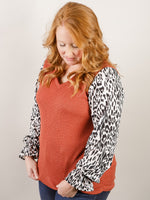 Rust Thermal with Animal Print Sleeve