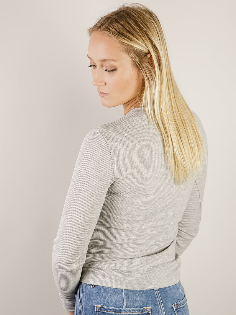 Long Sleeve Thermal Henley Knit Top (Multiple Colors)