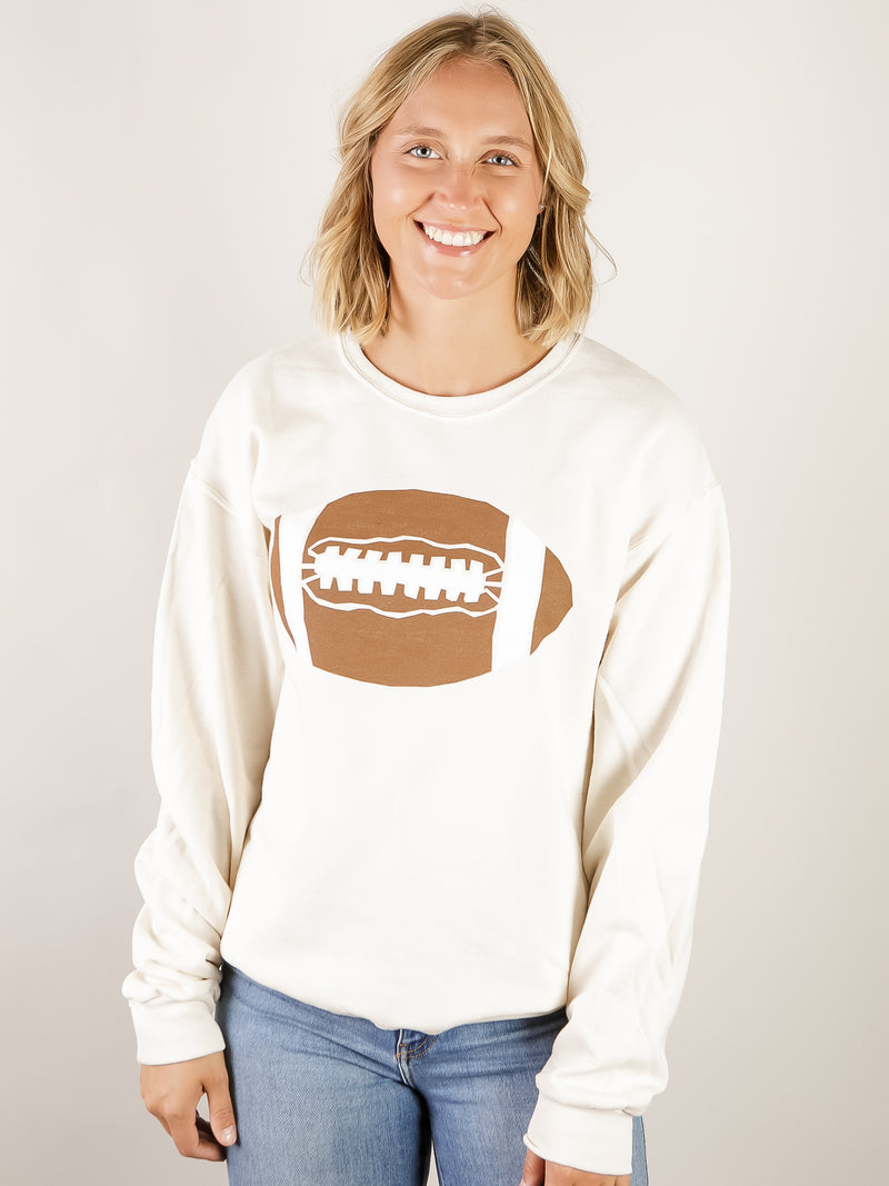 Cream Football Graphic Sweatshirt