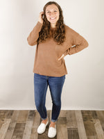 Camel Crewneck Waffle Sweater