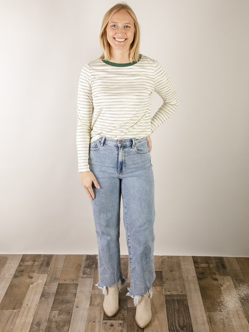 Hunter Green Space Dyed Long Sleeve Top