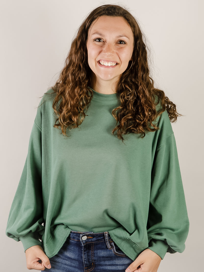 Green Round Neck Oversized Sweatshirt