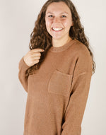 Camel Crewneck Waffle Sweater