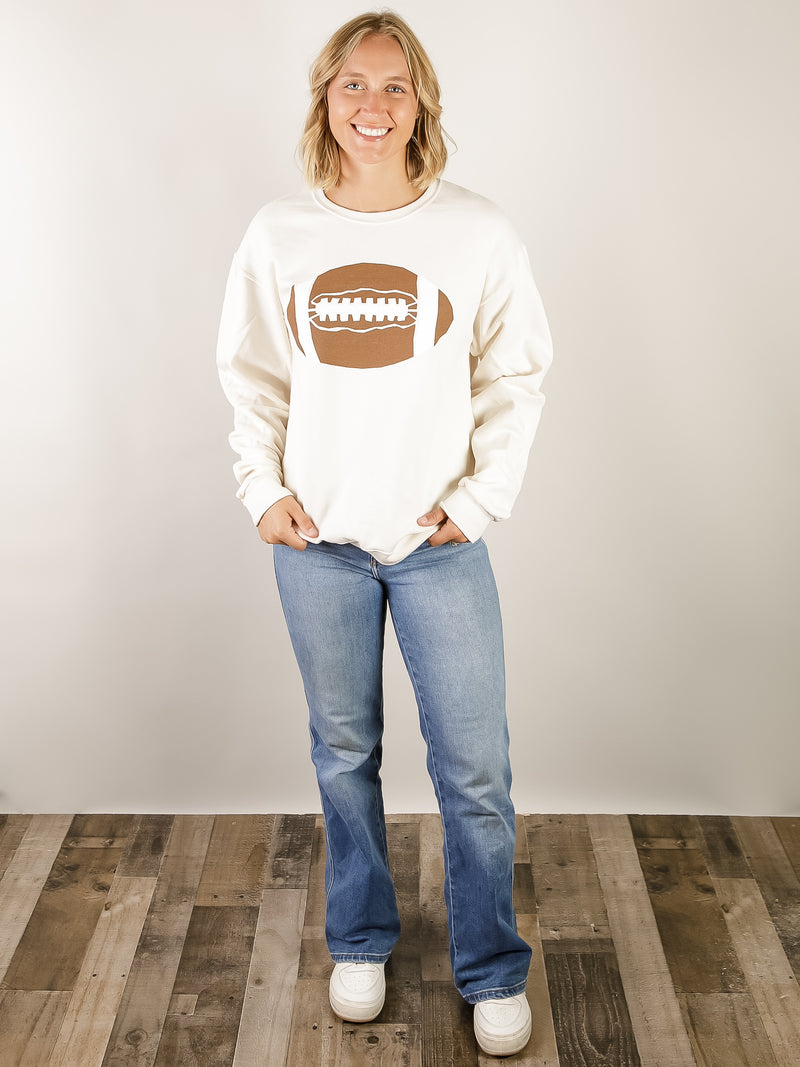 Cream Football Graphic Sweatshirt