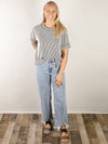 Black and White Ribbed Corded Top