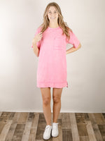 Hot Pink Mineral Washed T-Shirt Dress