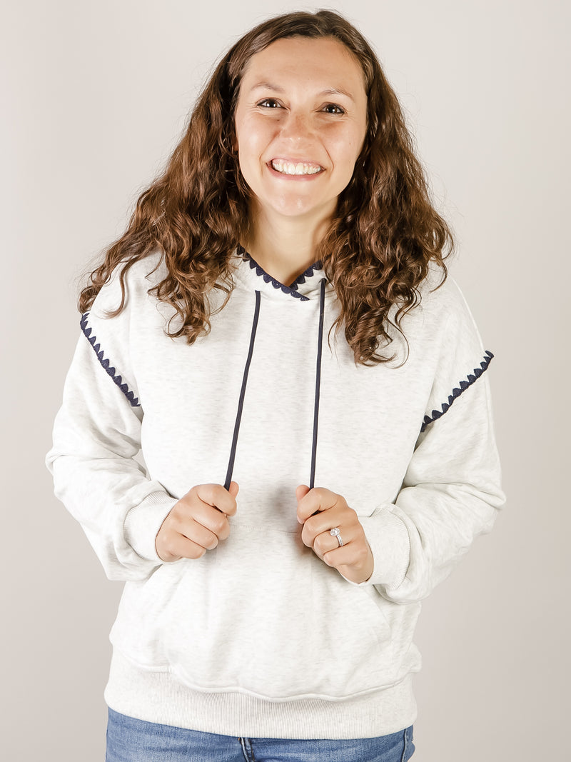Heather Grey Blanket Stitched Sweatshirt